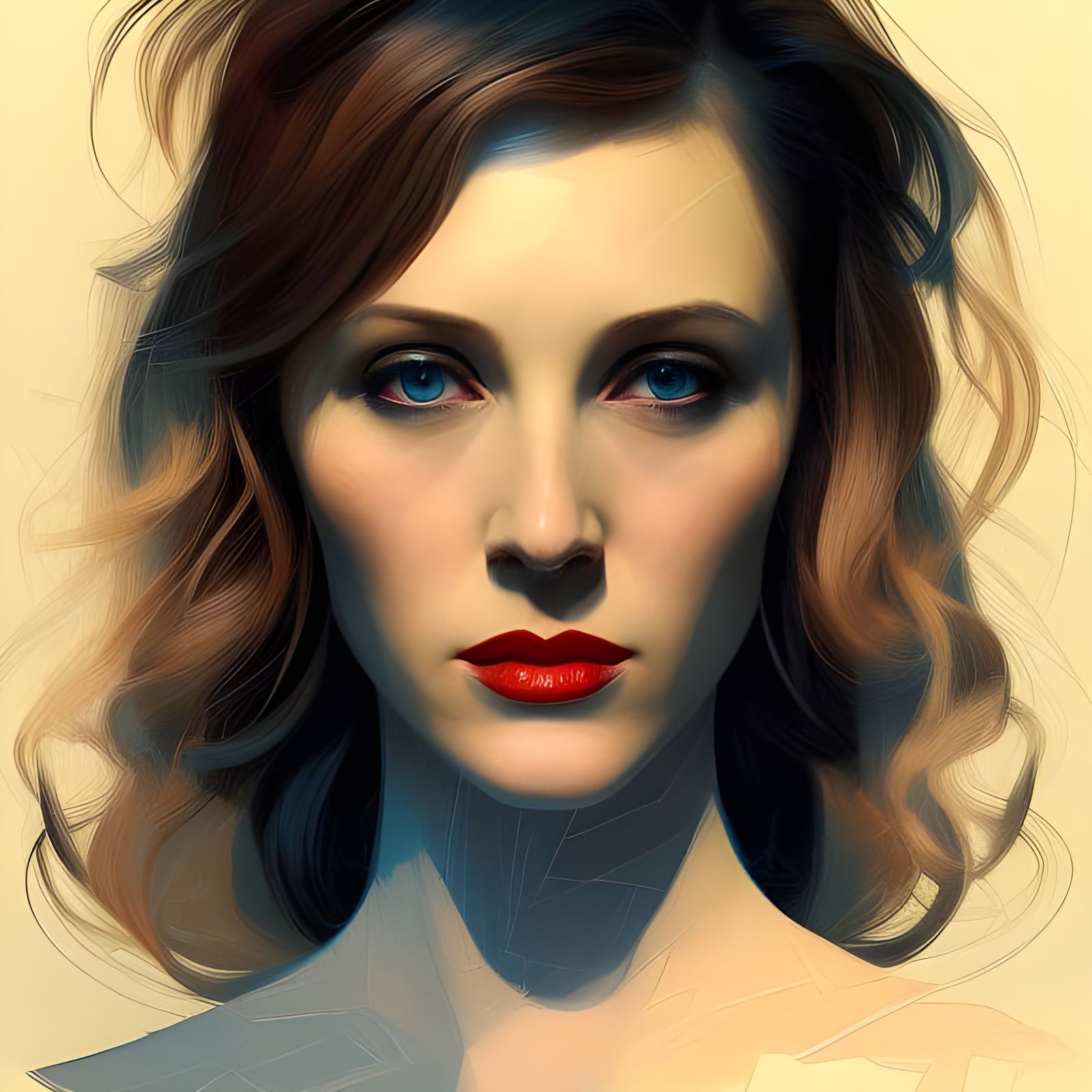 Diane Selwyn Portrait in Art Nouveau Style