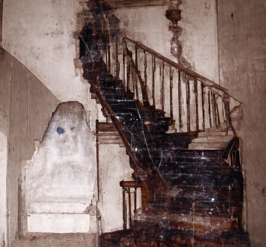 Ethereal Ghostly Figure on House Staircase
