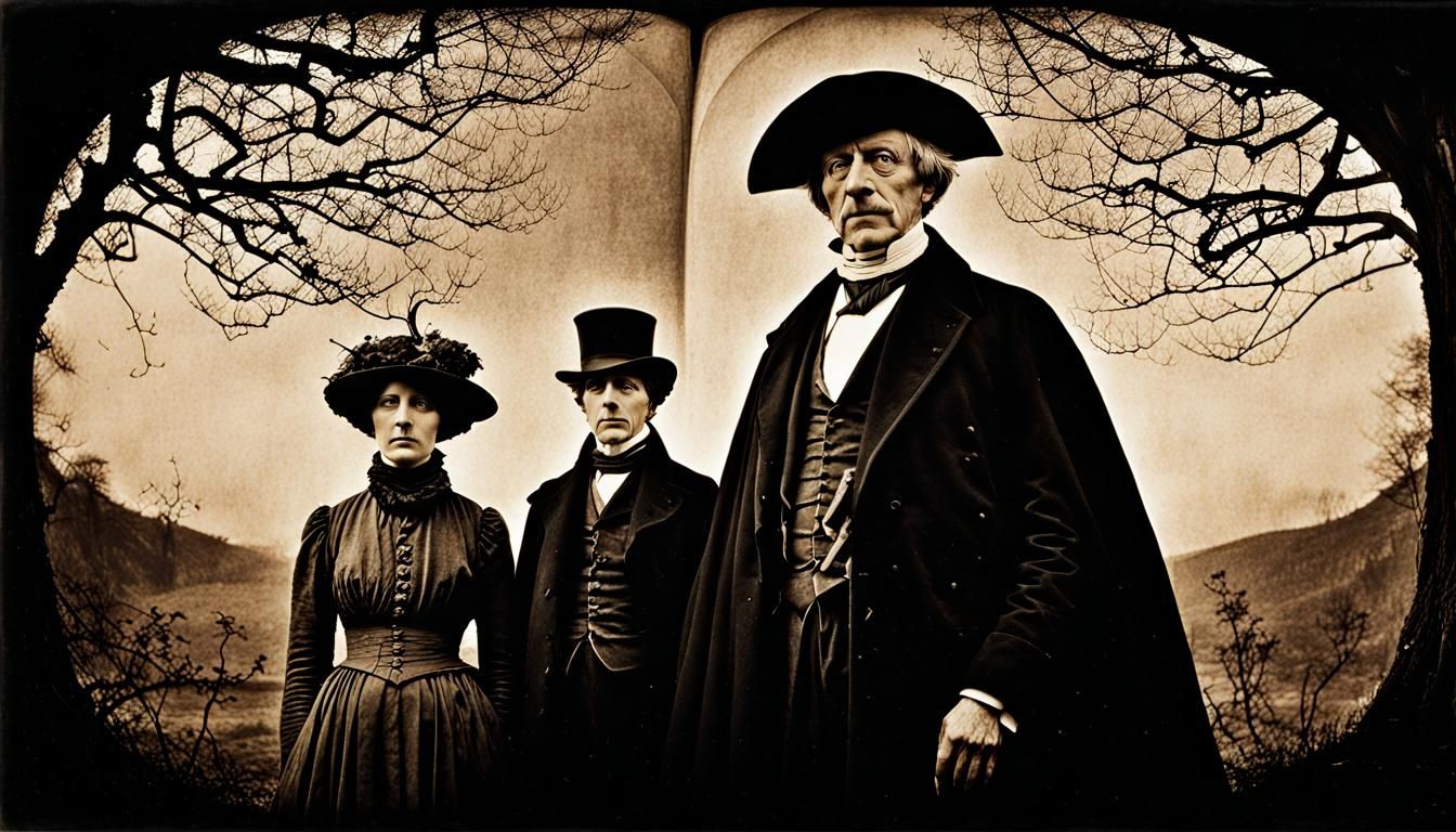 Gothic Folk Art Double Exposure Portrait