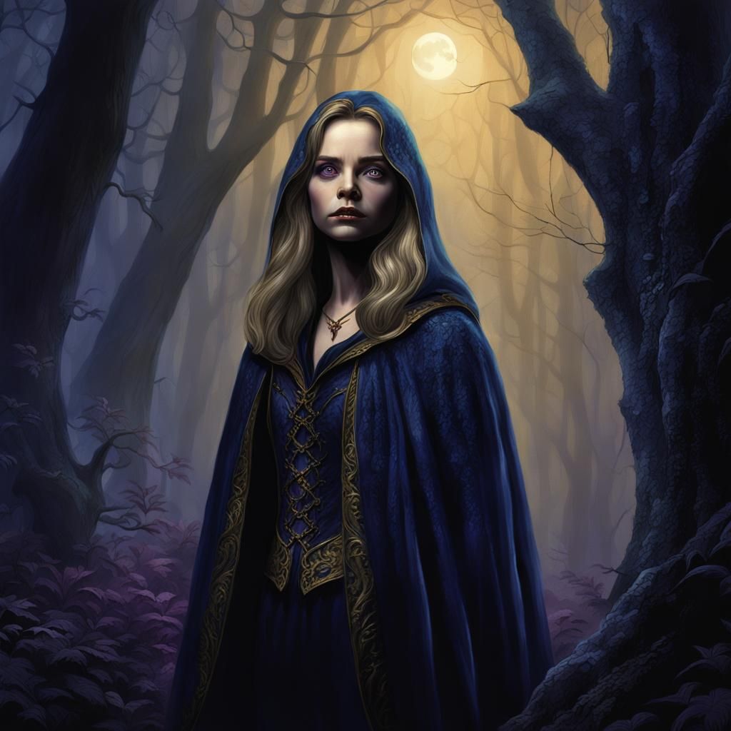 Female Vampire in Mystical Forest: Digital Art