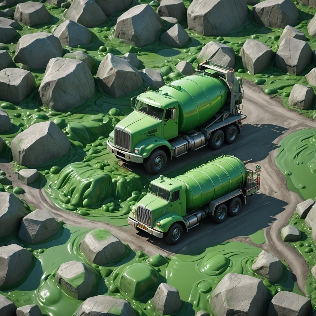 Green Jello Cement Truck: Fantasy Concept Art