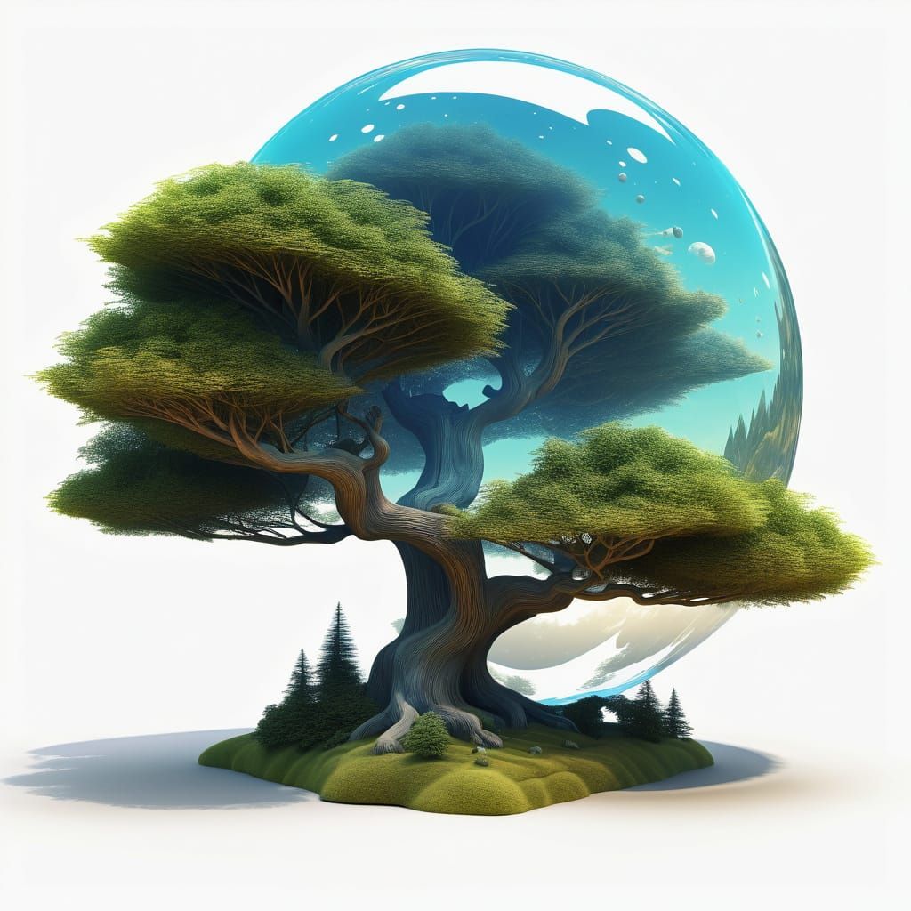 Distorted Astral Nature Scene with 3D Shading