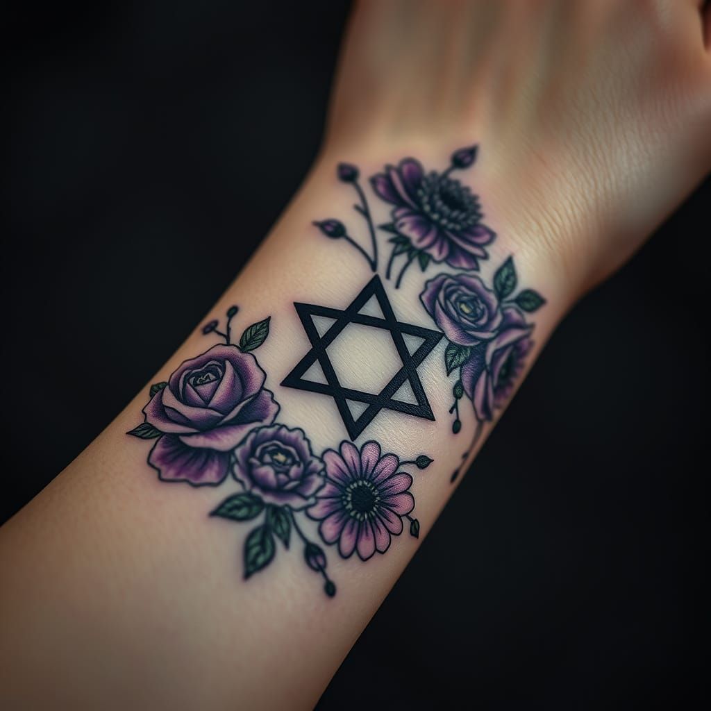 Woman's Wrist Adorned with Hyperrealistic Jewish Star of Dav...