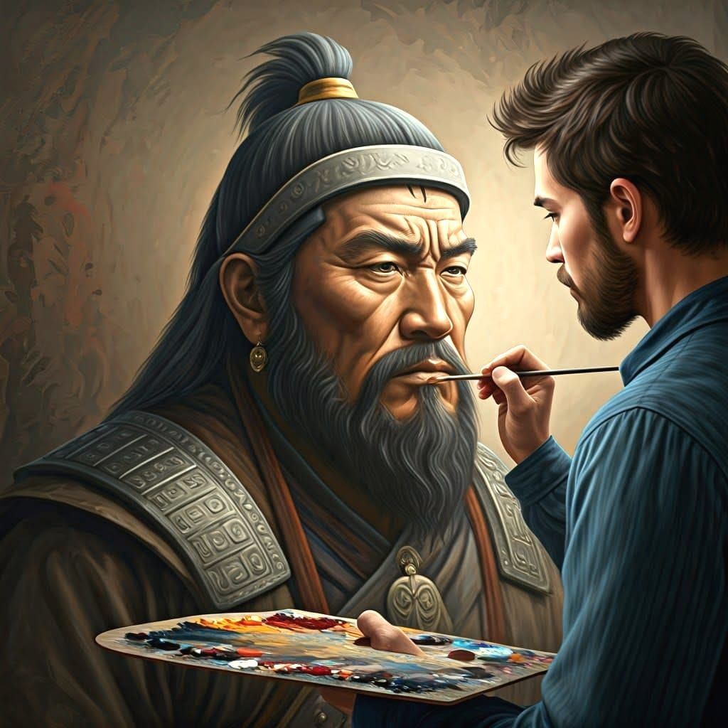 Historical Portrait of Genghis Khan in Realistic Style