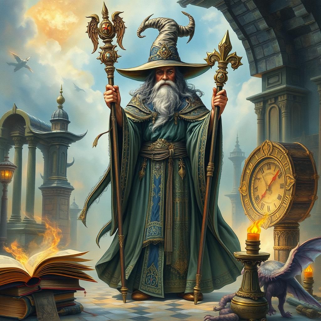 Majestic Wizard in a Fantastical Realm: Digital Art