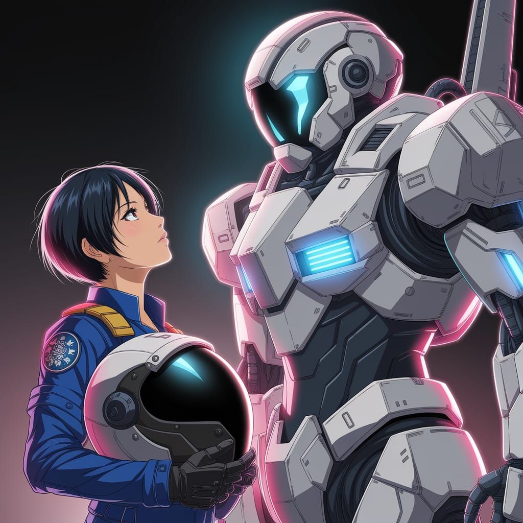 South East Asian Mecha Pilot in Futuristic Anime Style