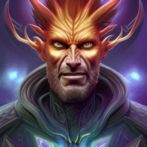 Glitchcore Stained Glass Minotaur with Divine Aura