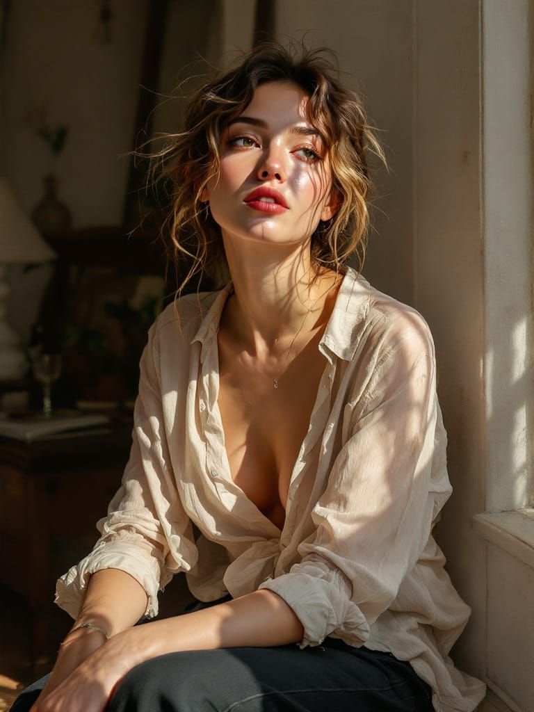 Warmth of the Human Form in Intimate Oil Portrait