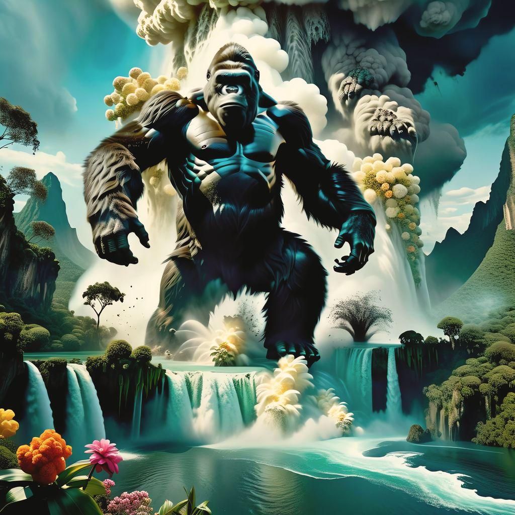 у🧧😨 Furious King Kong in the valley of geysers