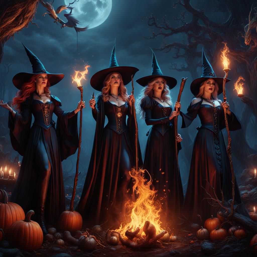 Witches Singing an Ominous Chant: Fantasy Concept Art