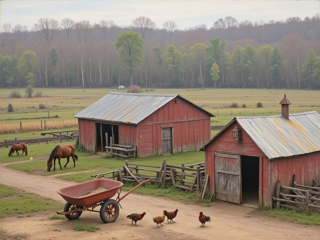 Weathered Gettysburg Farmstead in Muted Colors
