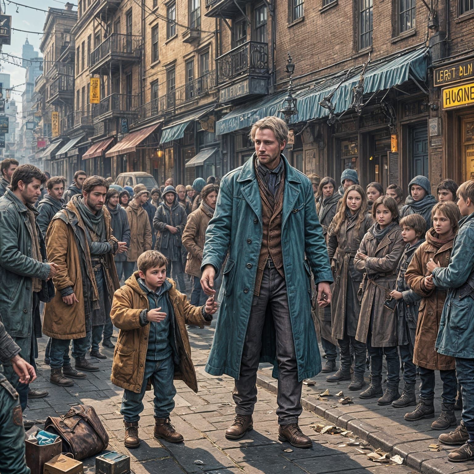 Angel Extends Hand to Boy: Detailed Matte Painting