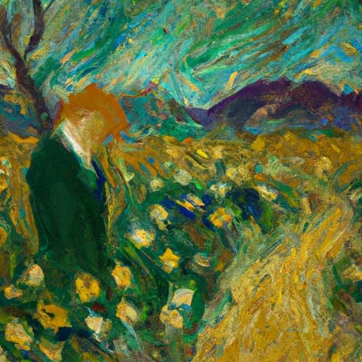 Impressionistic Spring Walk in Van Gogh Style