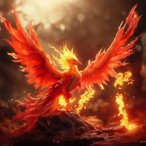 Photorealistic Moltres Pokemon in Firestorm