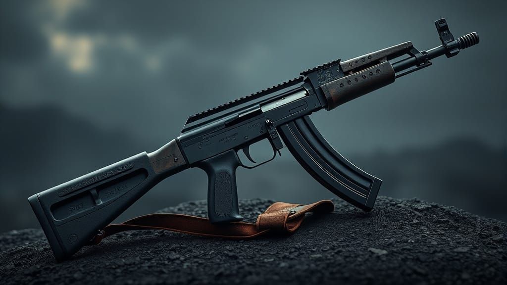Detailed AK-47 Rifle in 8k, Cinematic Lighting
