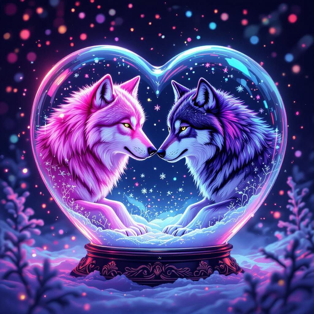 Wolves United in Glass Heart: Blacklight Poster Art