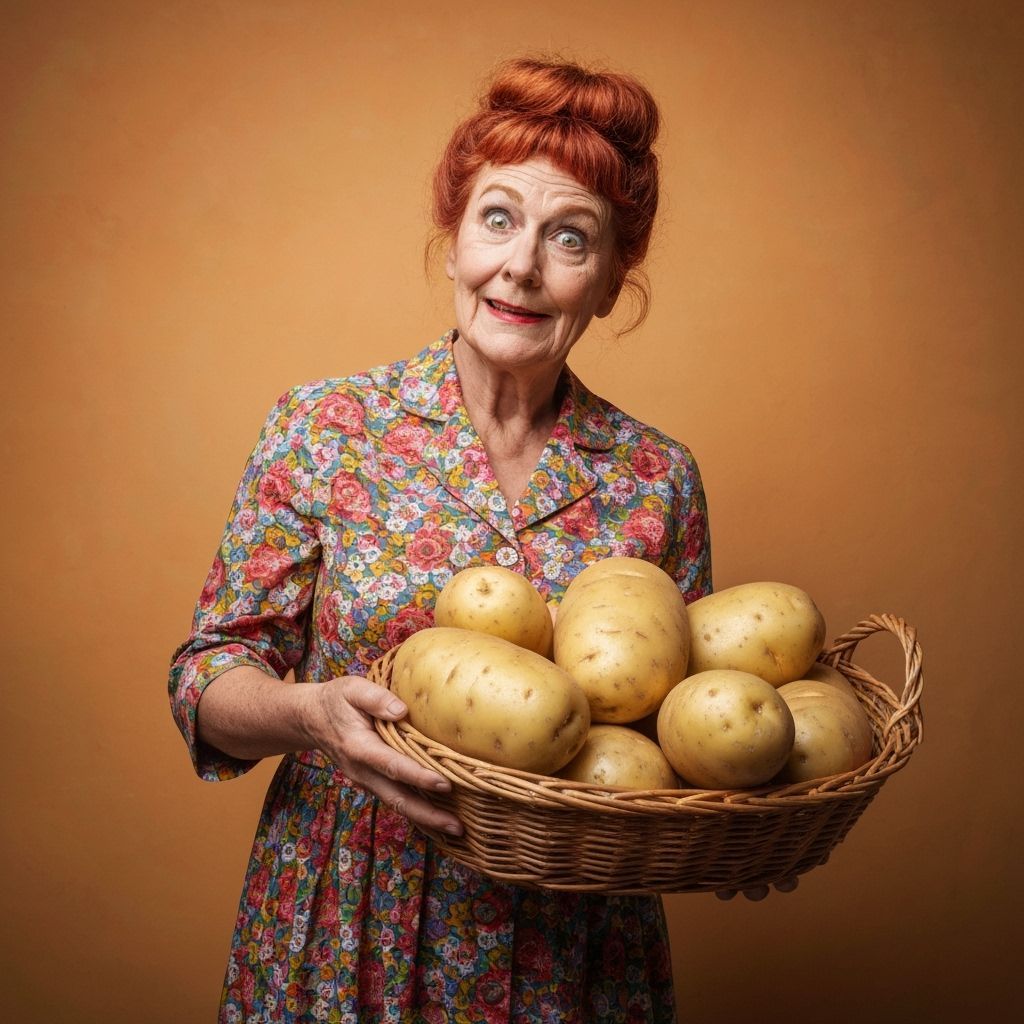 Quirky Woman with Potatoes: Stock Photography Weirdo