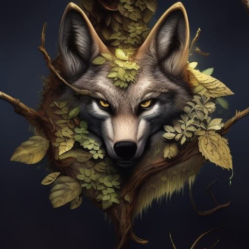 Whimsical Fantasy Wolf with Intricate Details