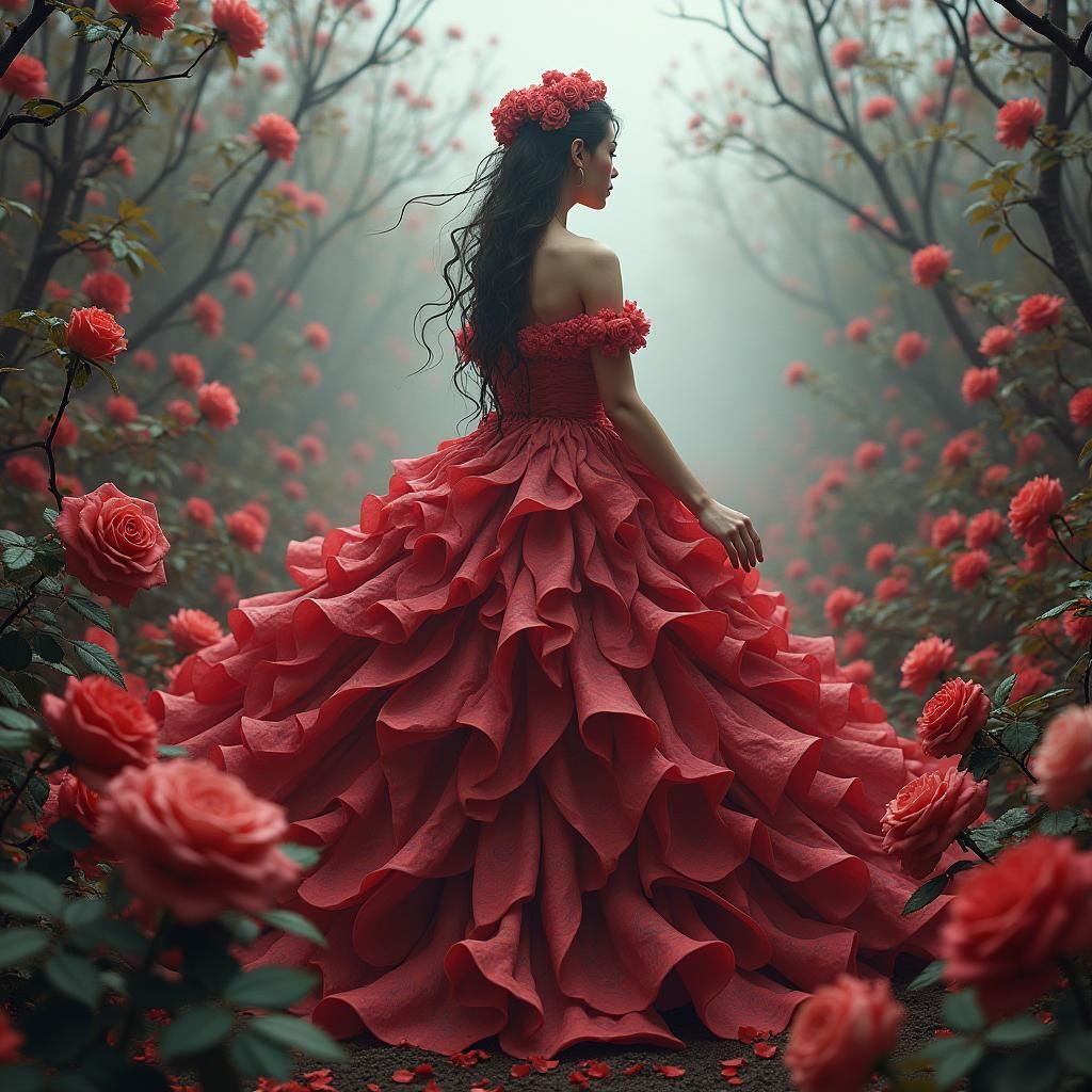 Rose Queen in Mystical Garden: Fantasy Art