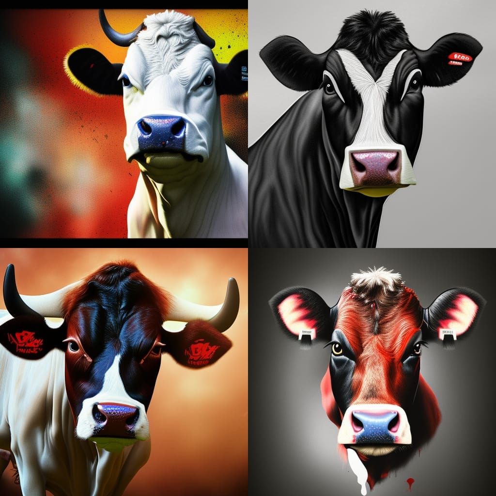 Hyperrealistic Cow Portrait with Dramatic Lighting