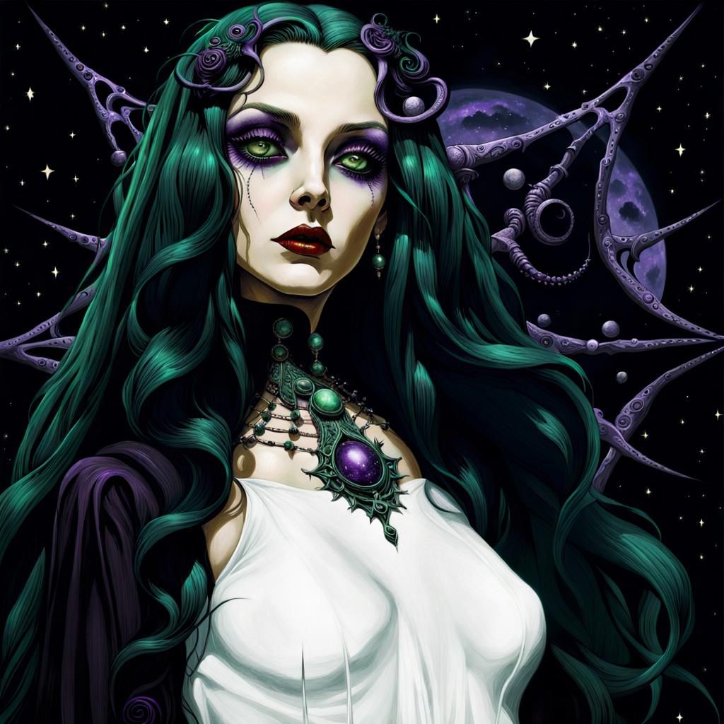 Eldritch Goddess Pinup in Gothic Fantasy Style