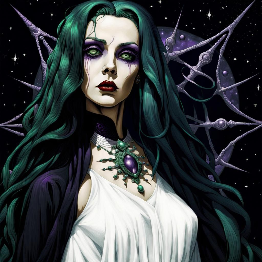 Eldritch Goddess Pinup in Gothic Fantasy Style