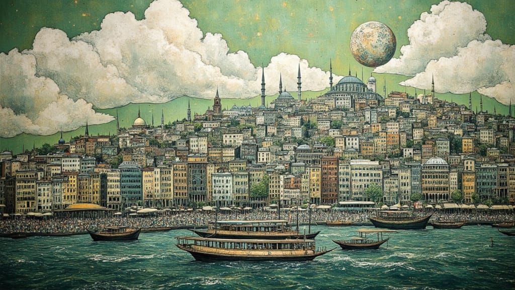 Istanbul's Historical Building in Surreal 3D Style