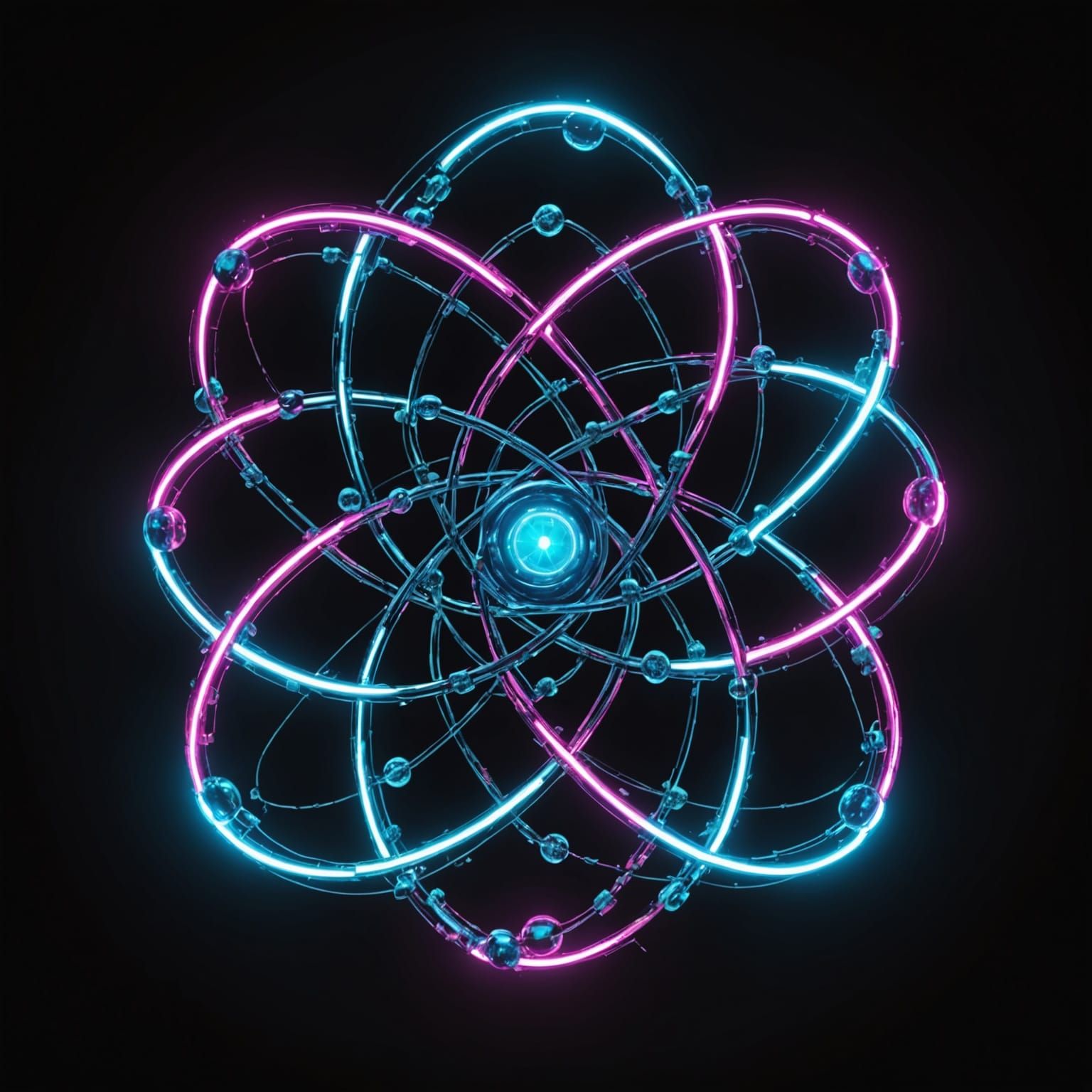 Realistic Atom Model with Neon Lights