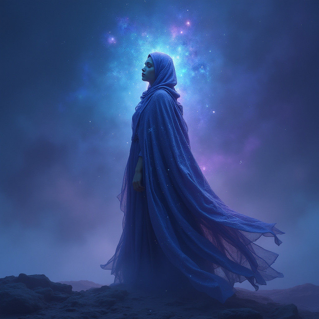 Cosmic Figure in Starry Cloak Digital Art