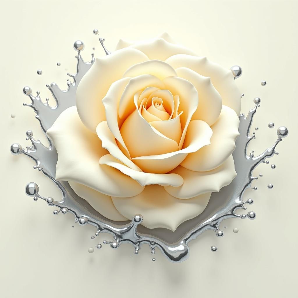 White Rose over Silver Splash: a Matte Painting