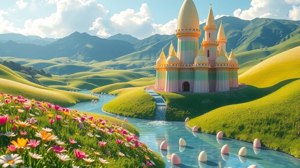 Ethereal Jello Castle in Vibrant Easter Valley