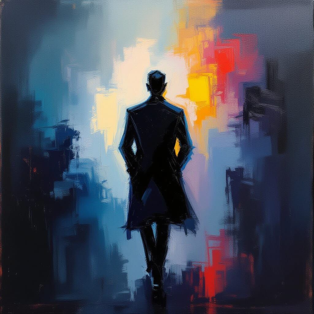 Abstract Oil Painting of a Figure in Motion