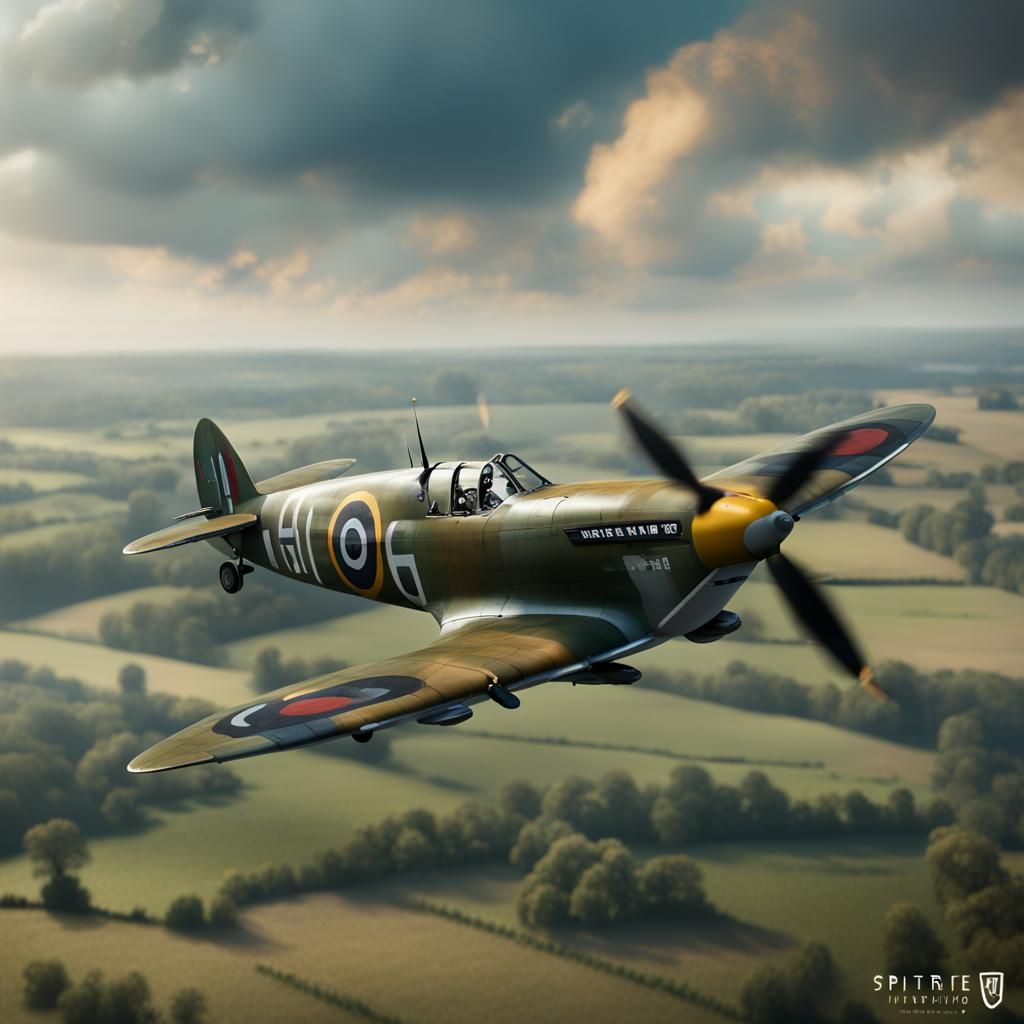 Spitfire Over Countryside: Detailed Matte Painting