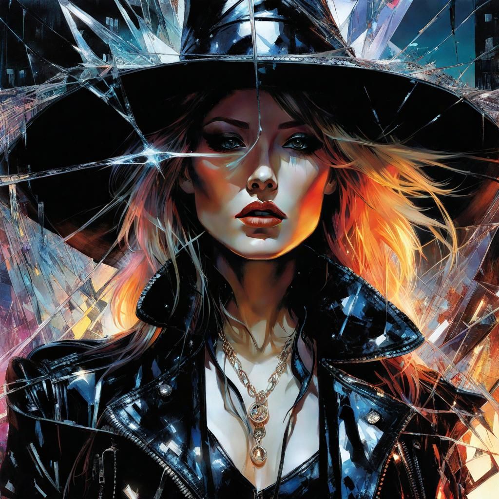 Post-Punk Witch in Shattered Glass with Anarchy Fires