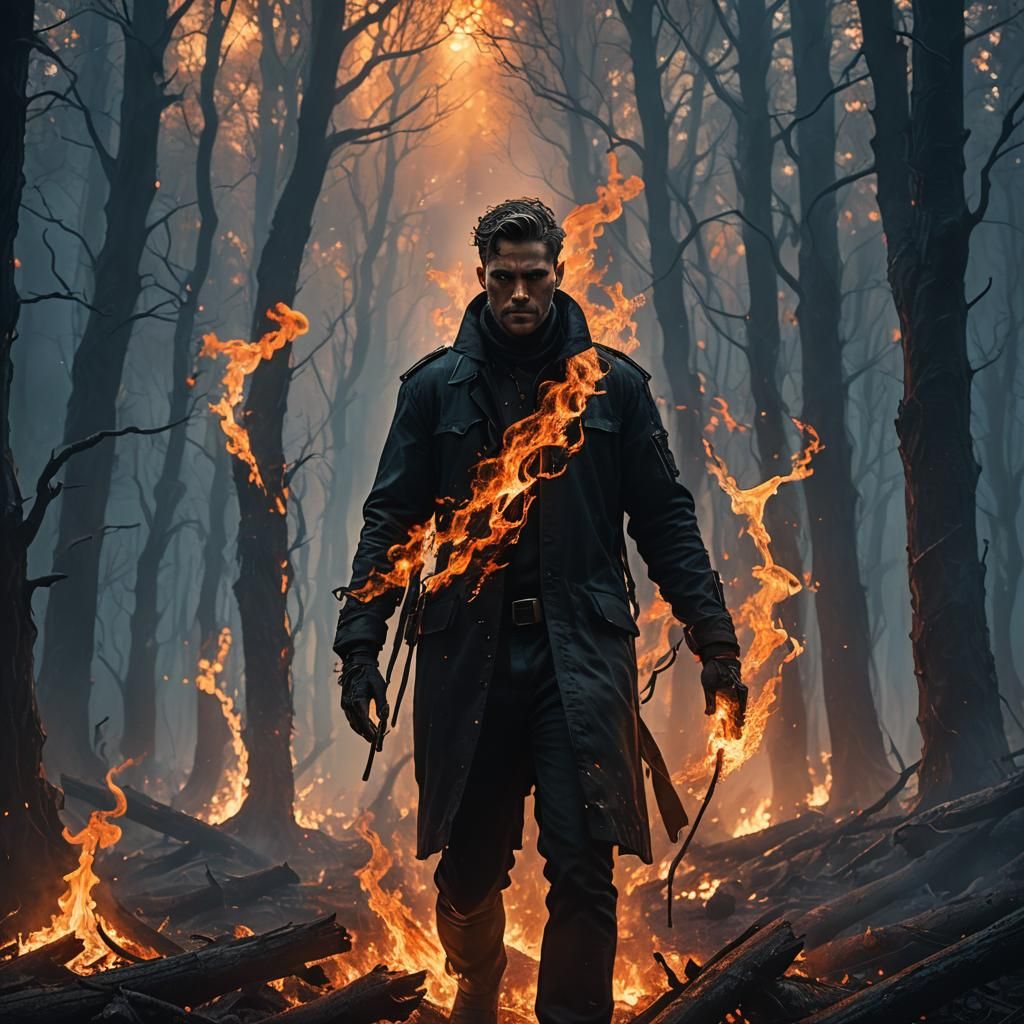 Burning Forest Dark Fantasy Concept Art