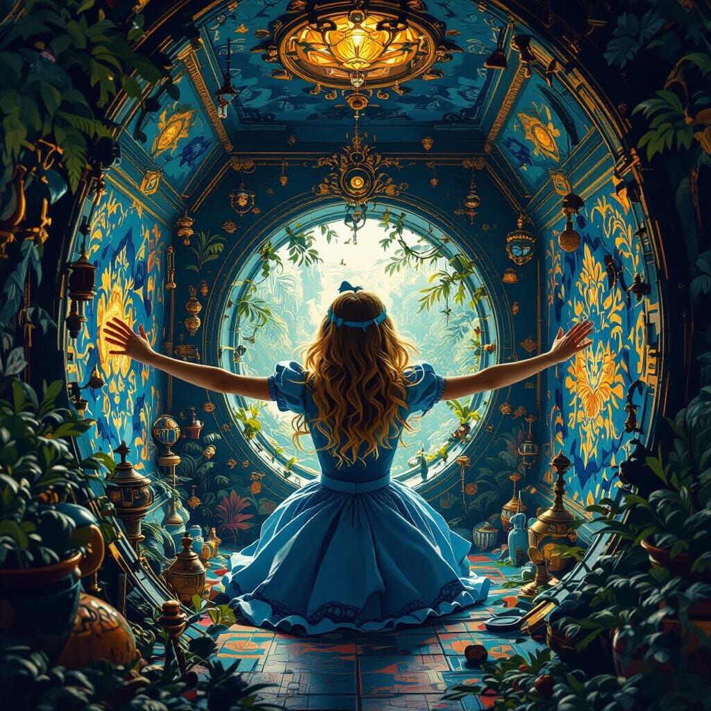 Alice in Wonderland: Pushing Walls in Ornate Room