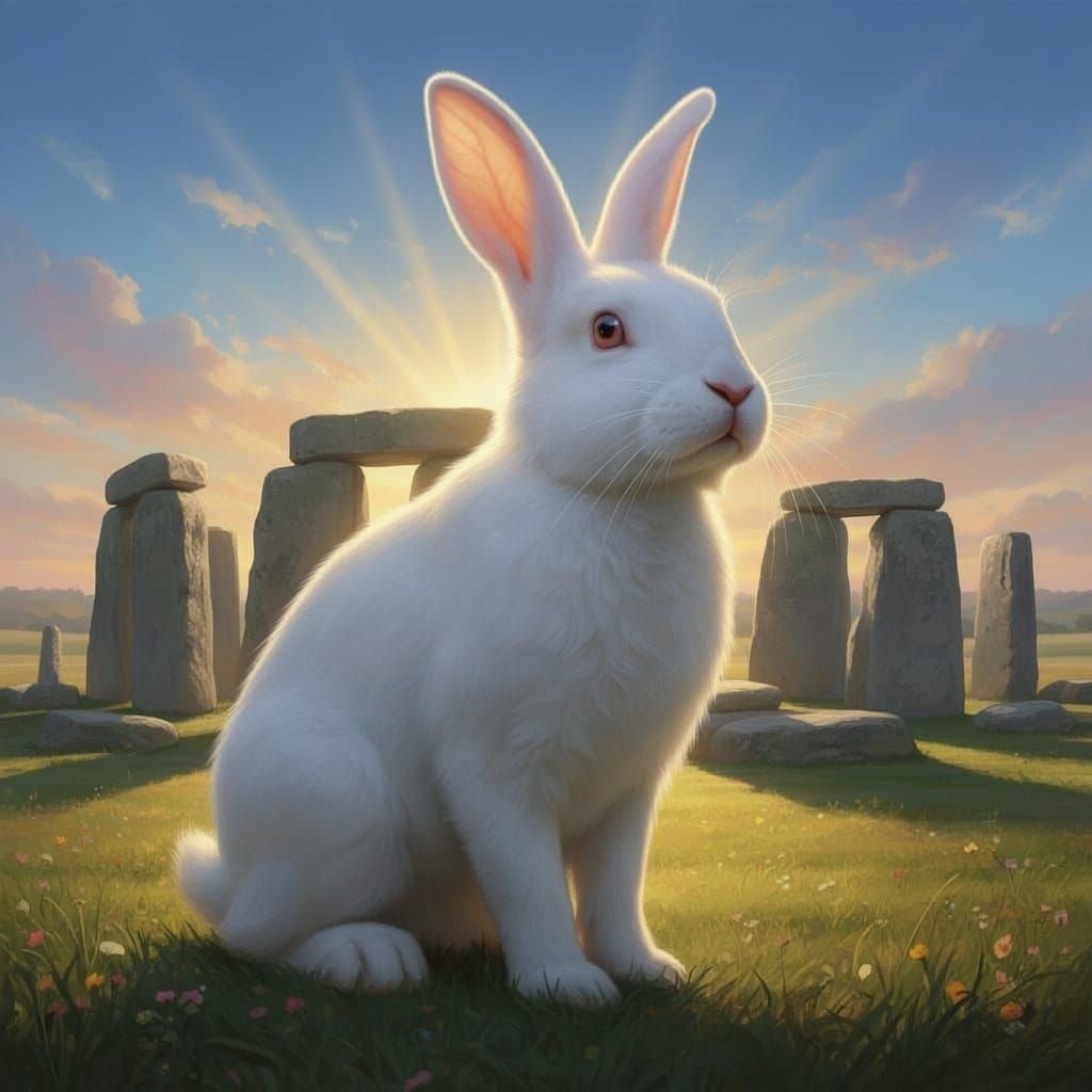 Giant Albino Rabbit at Stonehenge