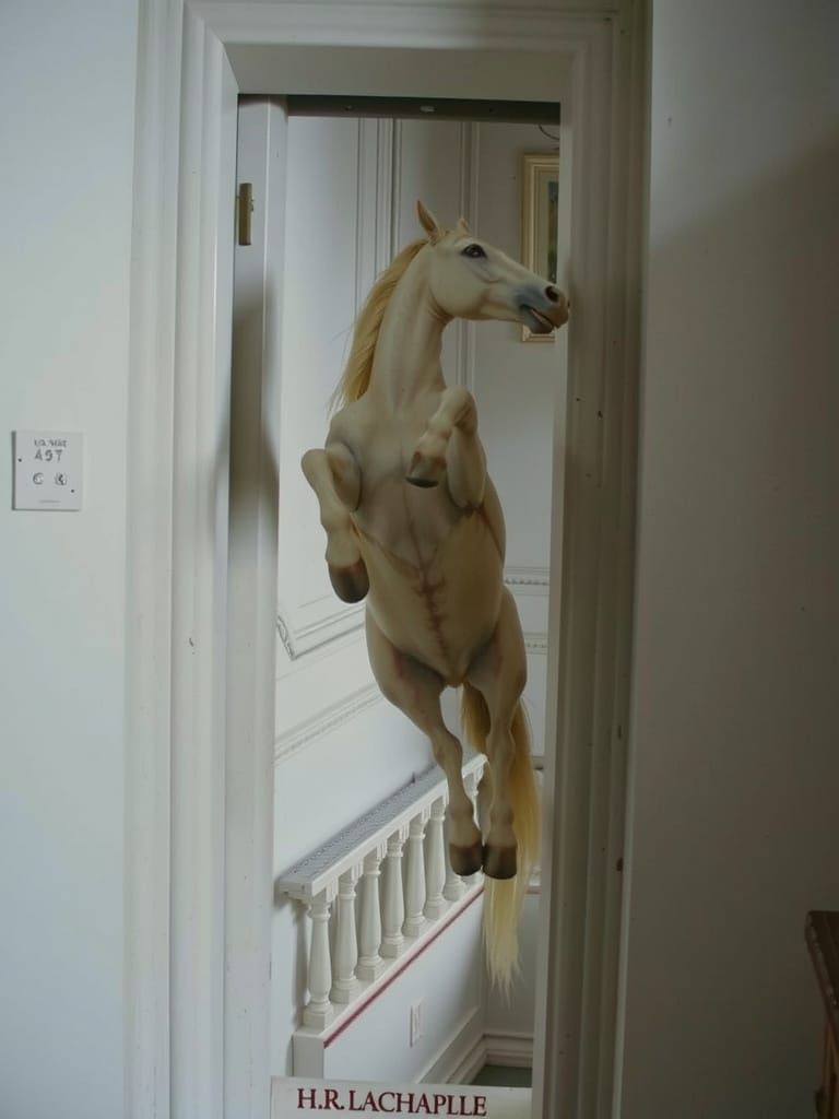 Macabre Jumping Horse in Film Noir Style