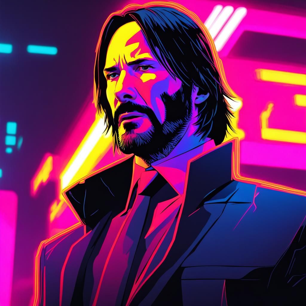 John Wick in Cyberpunk 2099 Neon