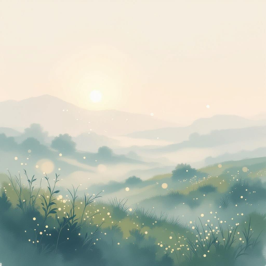 Ethereal Landscape with Soft Light and Shimmering Particles