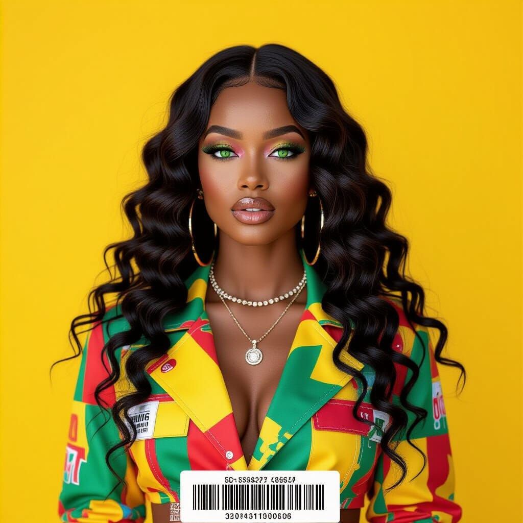 Native Woman in Vibrant Hip-Hop Fashion