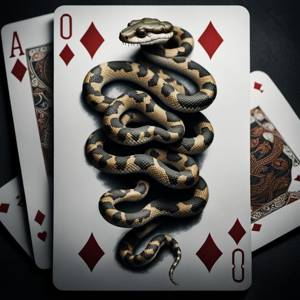 Oribos Snake Playing Card Portrait in Digital Painting