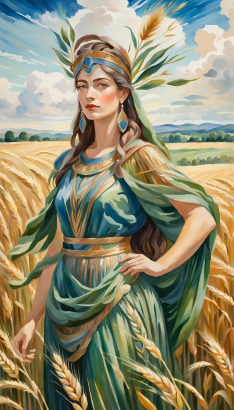 Goddess of Earth in Gouache Style Watercolor