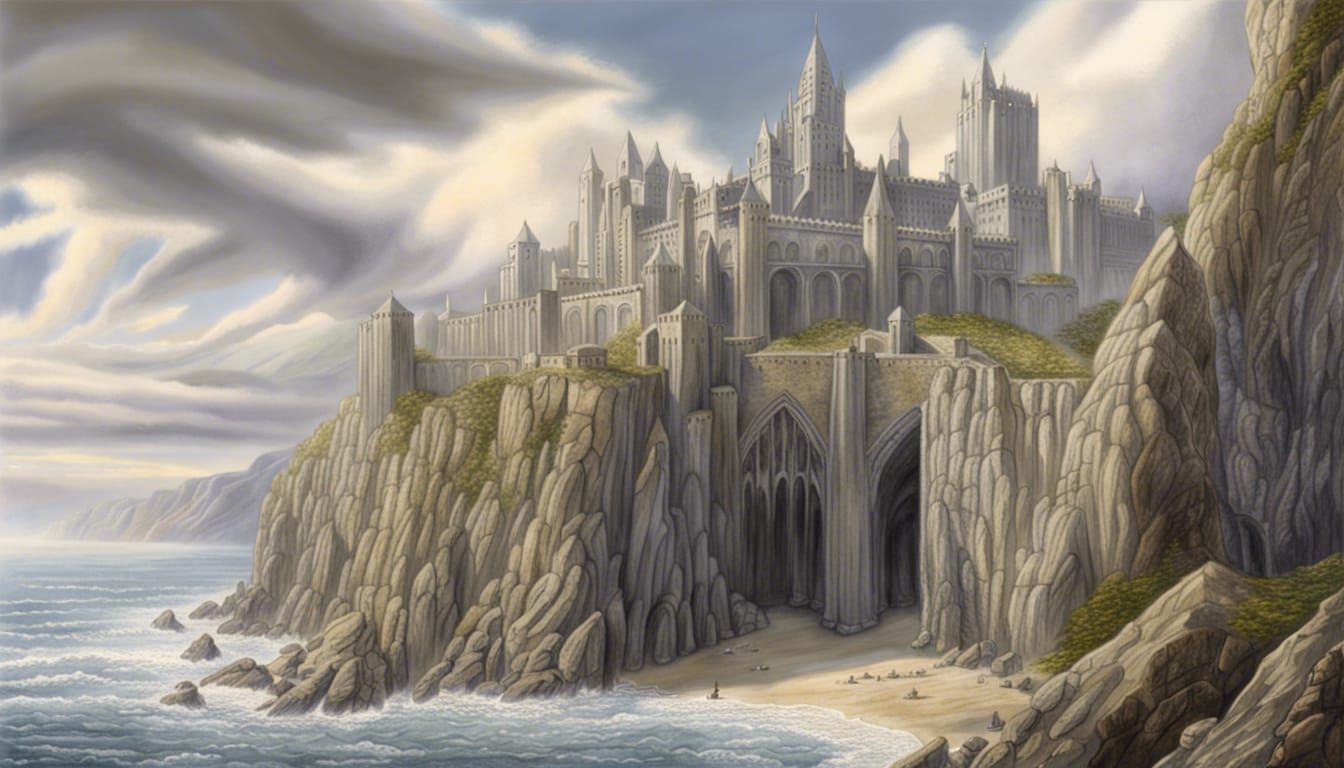 Coastal Cliff City: A Photorealistic Fantasy Art