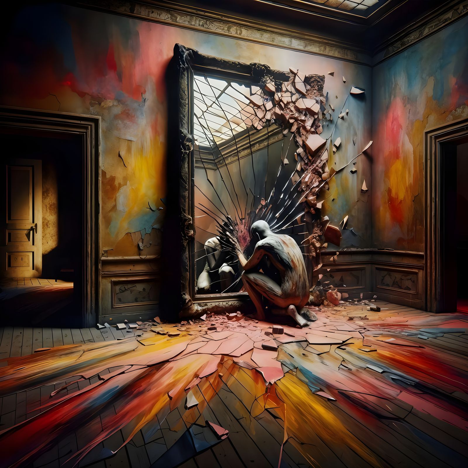 Distorted Room with Shattered Mirrors: Conceptual Art
