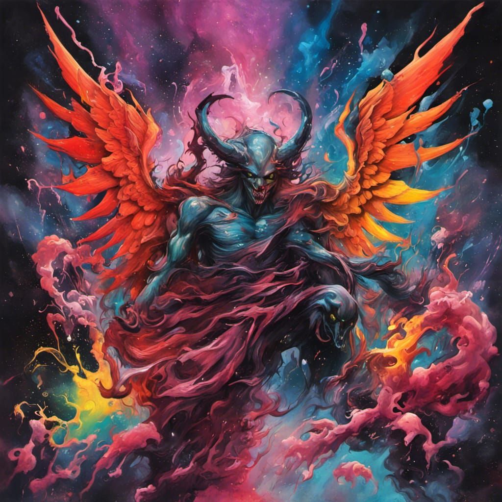 Demons vs Angels Galaxy in Graffiti Art Style