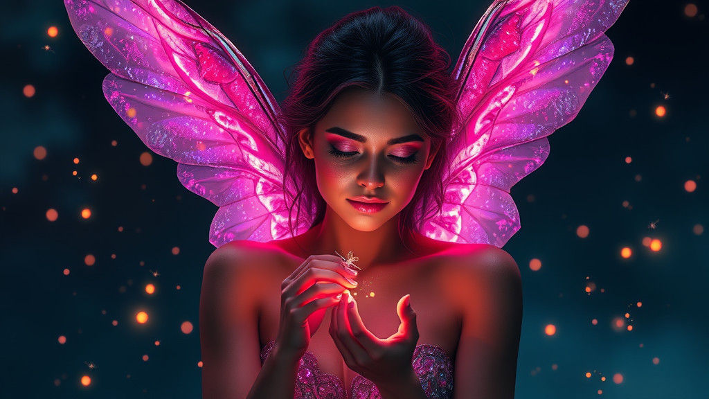 Ethereal Woman with Fireflies in Dreamlike Fantasy Art