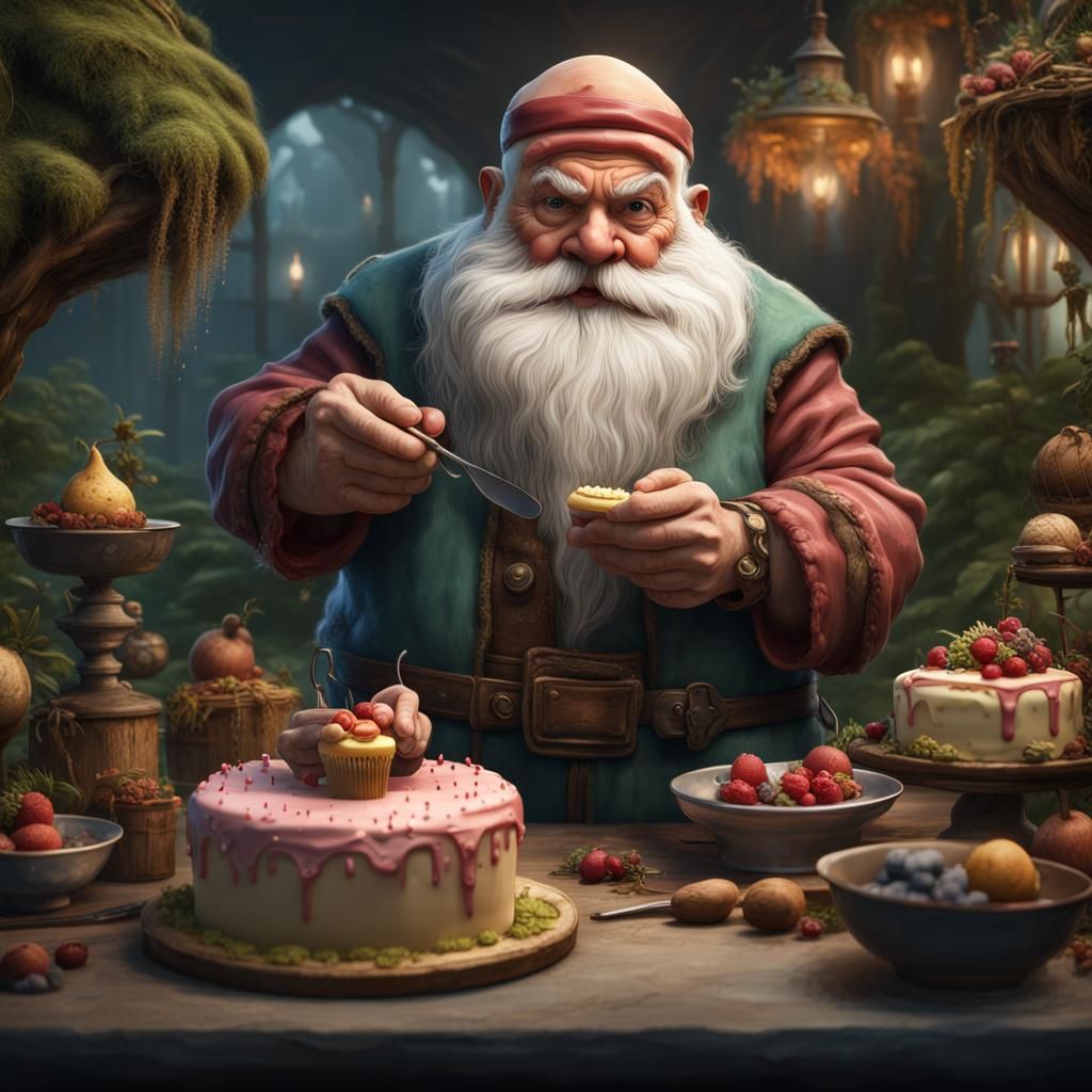 Garden Gnome and Cake: Fantasy Concept Art