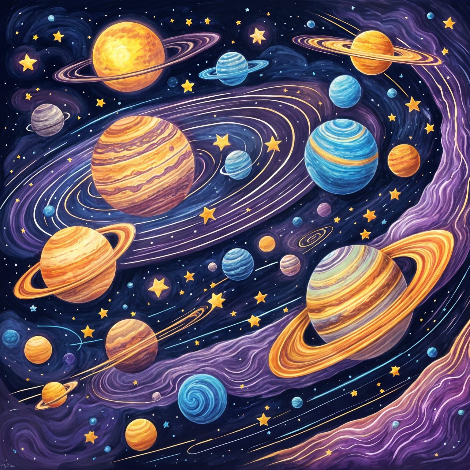 Doodle of the Universe and Planets