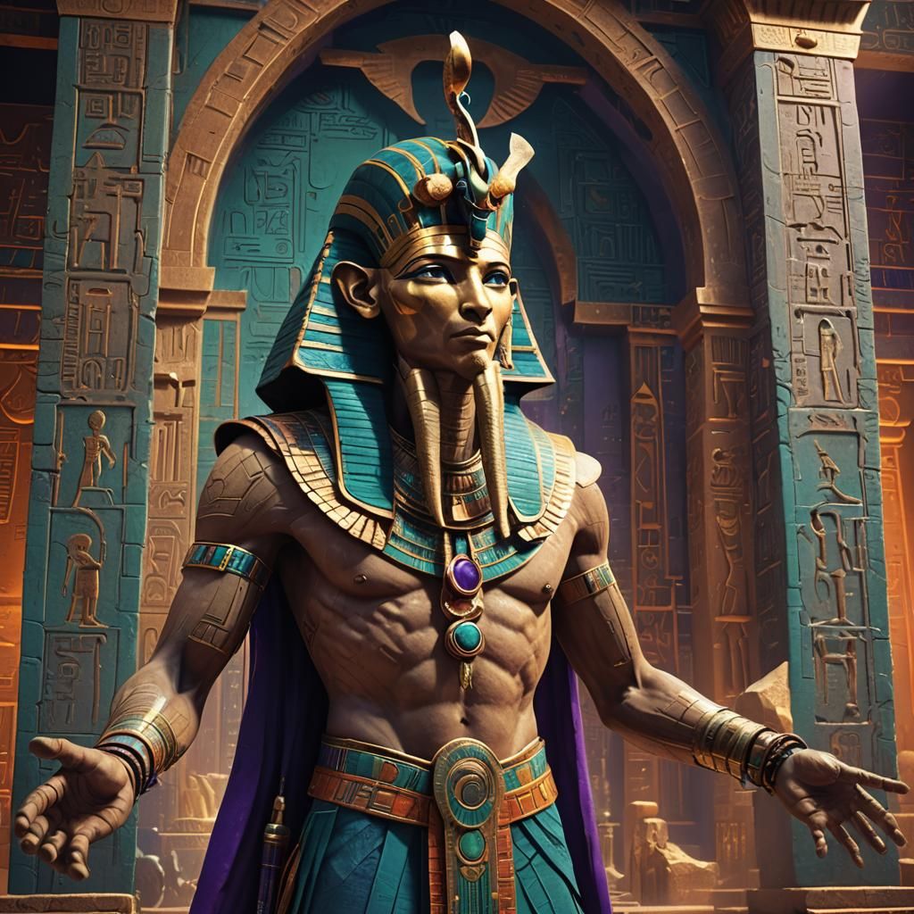 Thoth's Mythic Rebirth in Mystical Temple Concept Art